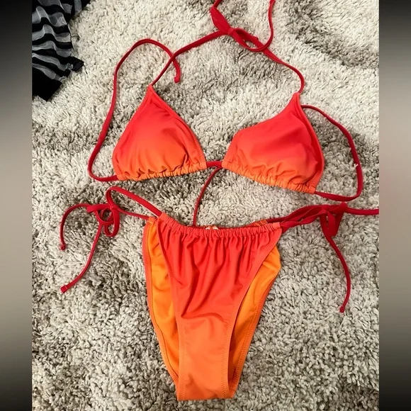 wild fable Swim Wild Fable Red And Orange Ombre Bikini Poshmark